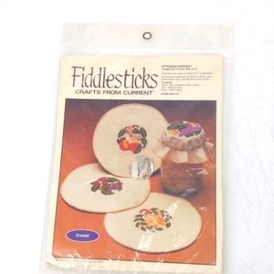 VTG Kitchen Harvest Crewel Jar Covers Kit NEW NIP